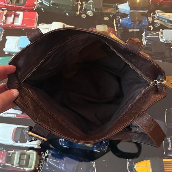 Liz Claiborne Vintage Leather Brown Bag Shoulder Purse Tote - Picture 5 of 7